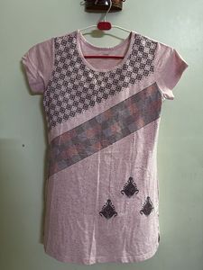 Cute Pink Patterned Long Top
