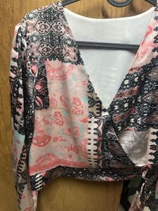 Patterned Wrap Top