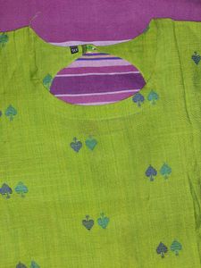 Parrot Green Embroidered Kurti