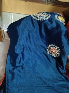Navy Blue Embroidered Fabric