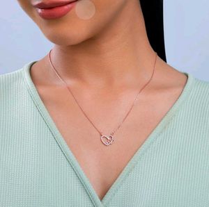 GIVA 925 REAL SILVER heart Necklace (Rose Gold)