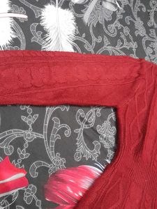 Red Cable Knit Sweater Dress