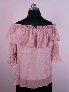 Peach Bardot Top