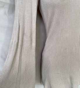 Beige Off-Shoulder Long Sleeve Top