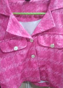 Pink Houndstooth Crop Jacket