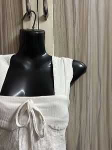 White Scalloped Crop Top