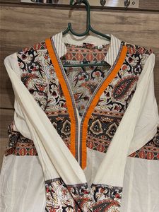 Elegant White &amp; Orange Kurta