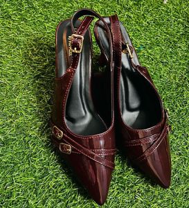 Burgundy Slingback Heels