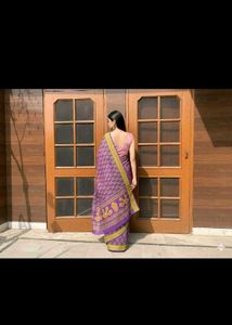 💜✨Elegant Purple Printed Saree🌟