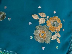 Teal Embroidered Saree