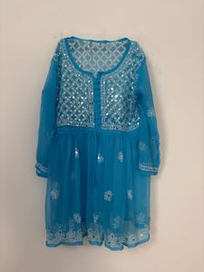 Blue Mirror Work Kurti/Dress