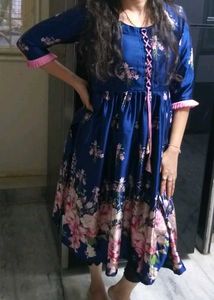 Floral Print Tie Front Kurti 👗💙😍