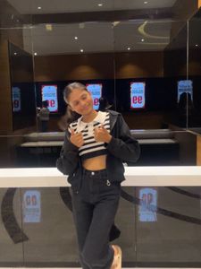 Striped Crop Top &amp; Black Jeans Outfit