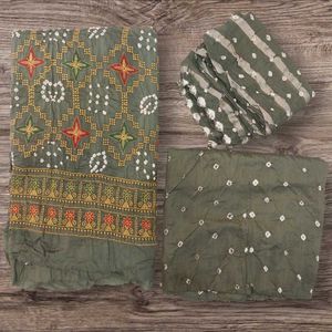 Lakhnavi Work Bandhani Dress Material