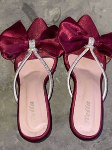 Burgundy Bow Flats
