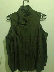 Green Cold Shoulder Top