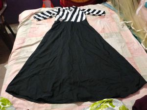 Black &amp; White Striped Maxi Dress