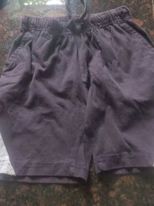 Purple Elastic Waist Shorts