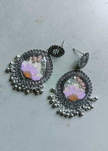 Floral Pressed Flower Dangle Earrings