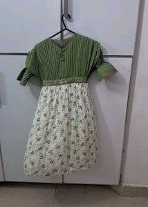 1. 🌿 Cute Green Dress for Girls 👧 Combo