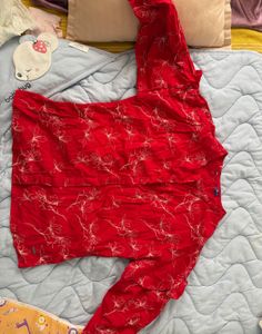 Red Floral Print Blouse