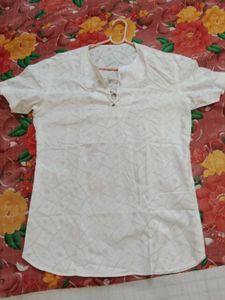 White Lace-Up Short Sleeve Top