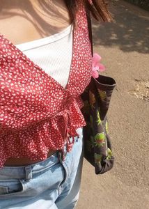 Red Floral Crop Top