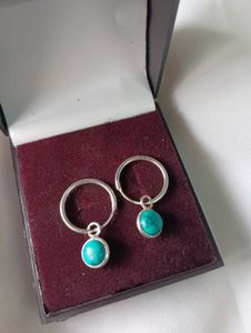Pure silver Turquoise Hoop