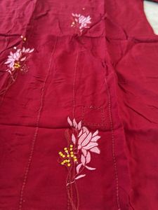 Maroon Floral Embroidered Kurti