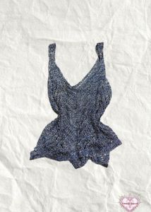 Stylish Blue Knit Tank Top