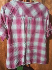 Pink Checks Cotton  Shirt