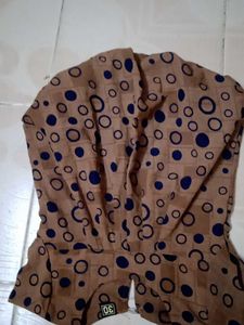 Brown &amp; Navy Circle Print Blouse