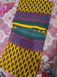 Beautiful Plane Yellow Saree