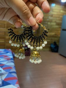 Beaded Jhumka Hoop Earrings