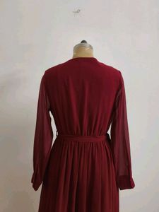 Burgundy Long Sleeve Midi Dress