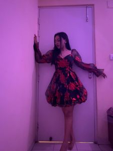 Red &amp; Black Sheer Dress