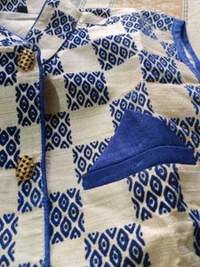 Blue &amp; White Patterned Three-Piece Set