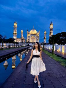 Chic Ivory Midi Dress with Black Sash