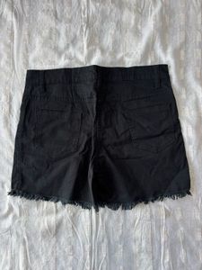 Black Denim Shorts with Patches
