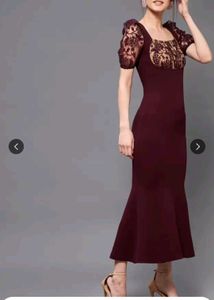 Elegant Maroon Lace Dress
