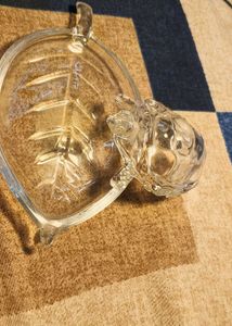 Vintage Glass Turtle Trinket Dish