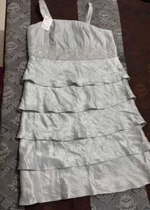 Elegant Silver Tiered Party Dress