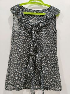 Grey Floral Top