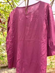 Dark Pink Top With Beaded Neckline