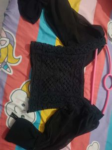 Combo Green And Black Crop Top