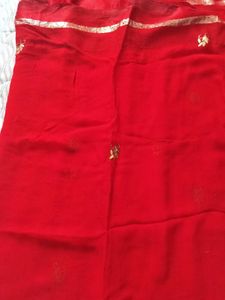 Red chiffon saree