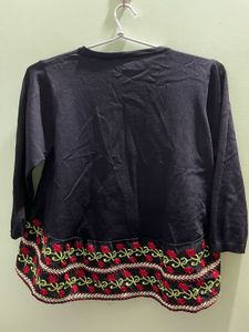Embroidered Floral Hem Top