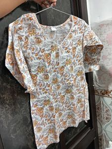 Floral Print Cotton Short Kurti