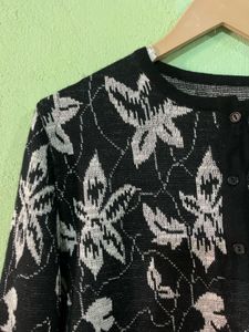 black and white floral sweater