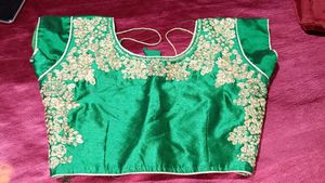 Green  and gry Embroidered Blouse